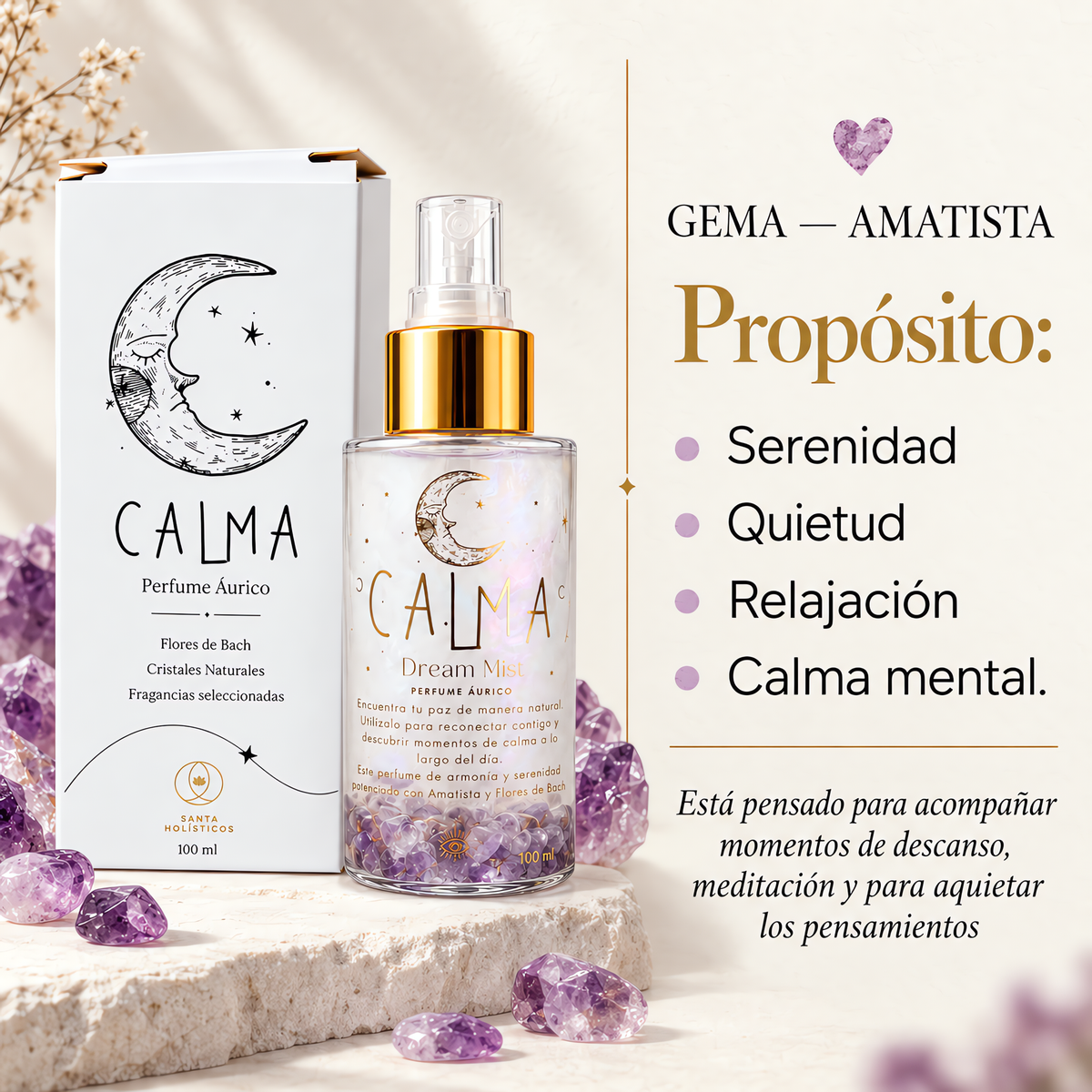 Perfumes Áuricos EDP | 100 ml con Cristales Naturales y Flores de Bach
