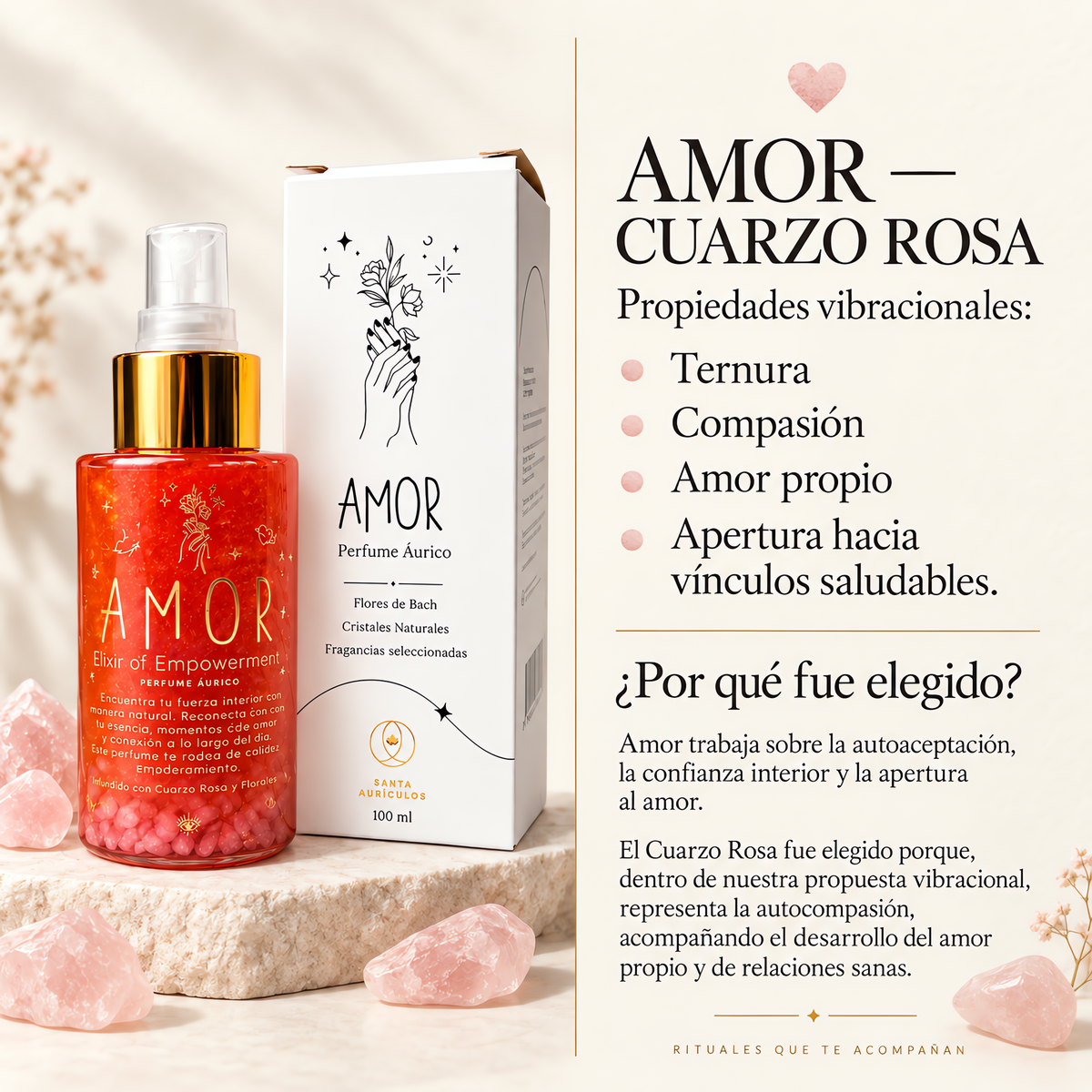 Perfumes Áuricos EDP | 100 ml con Cristales Naturales y Flores de Bach