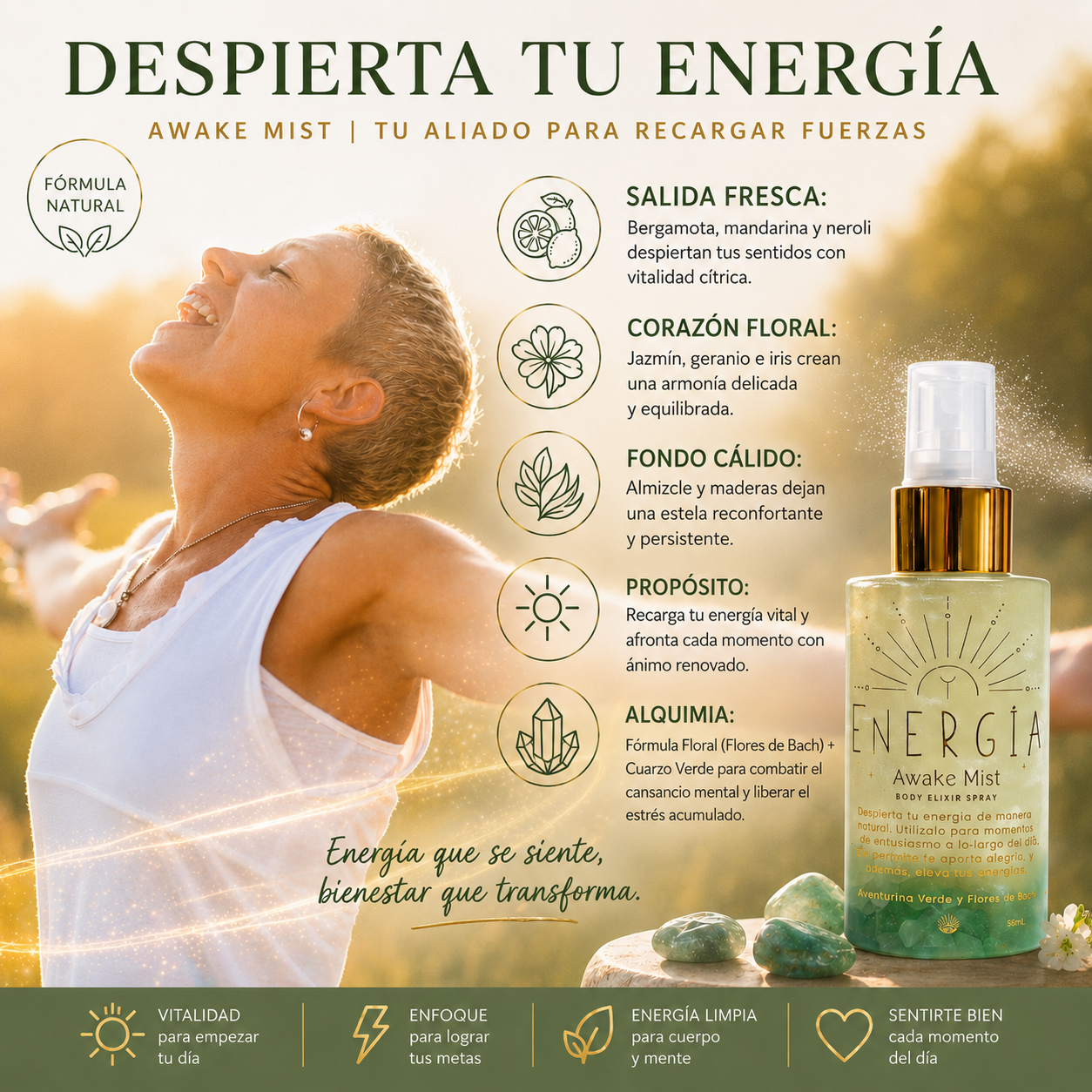 Perfumes Áuricos con Cuarzos y Flores de Bach 100ml EDP | Santa Holísticos™