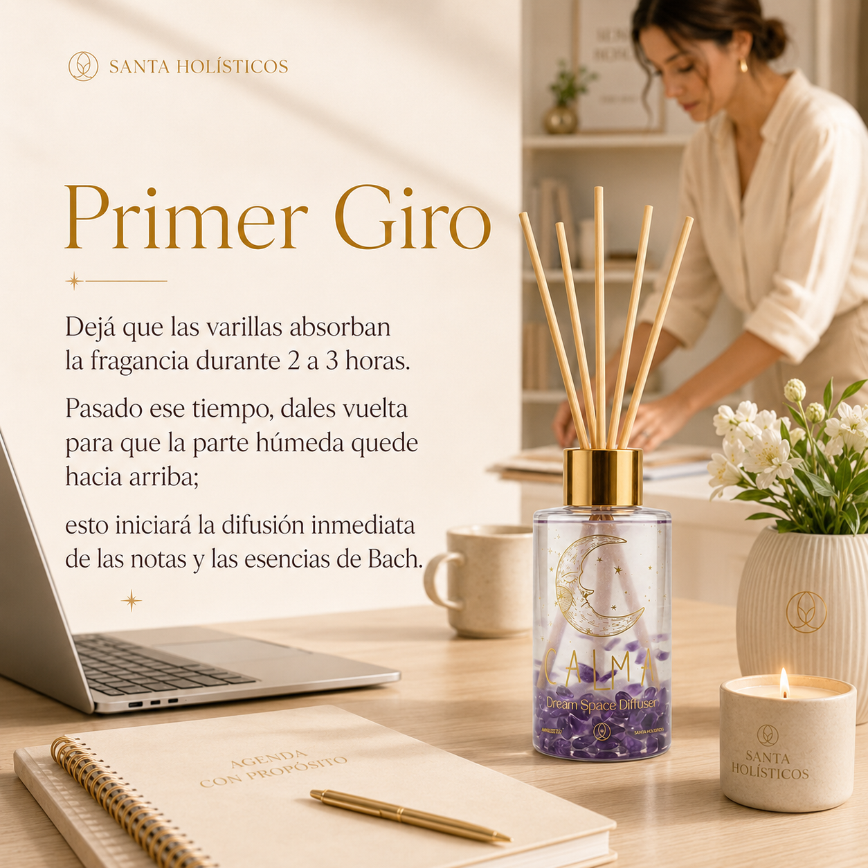 Difusor Aromático De Varillas Terapéutico Con Flores de Bach y Cuarzos
