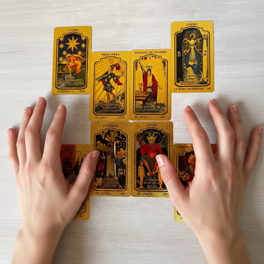 Emoción de curiosidad e intimidación ante el Tarot