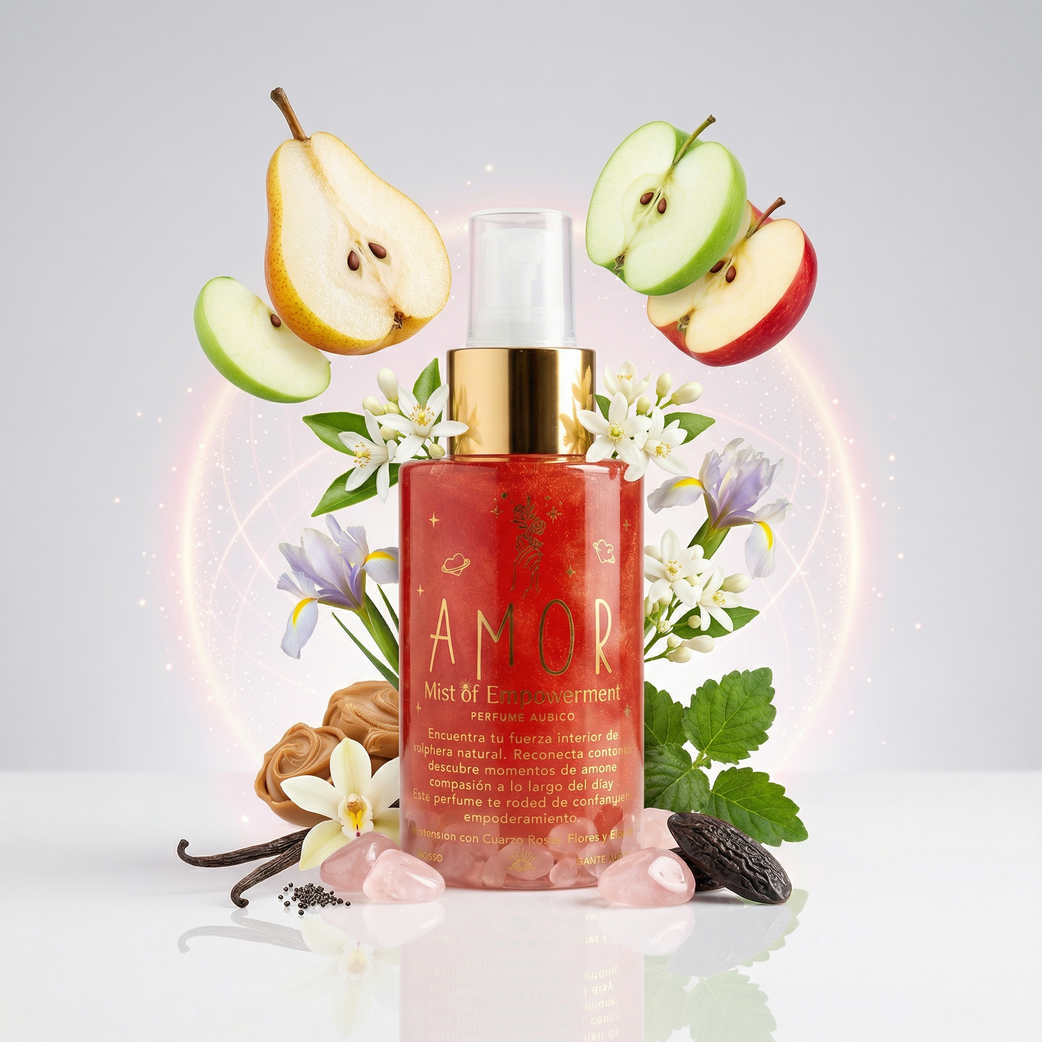 Perfume Áurico Amor Con Cuarzo Rosado y Flores de Bach - Edp - 100ml