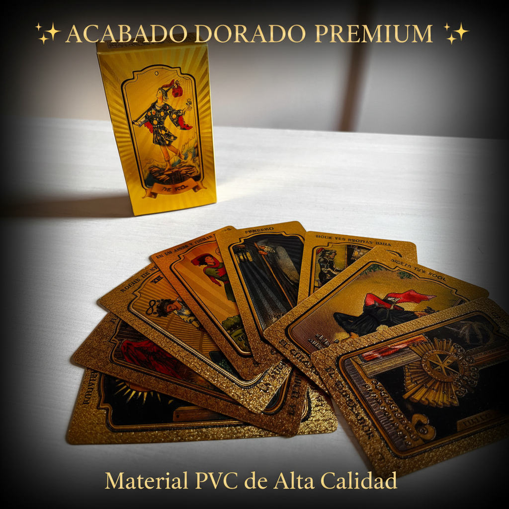 Cartas De Tarot Rider Gold de 78 Cartas PVC + Curso Digital Completo