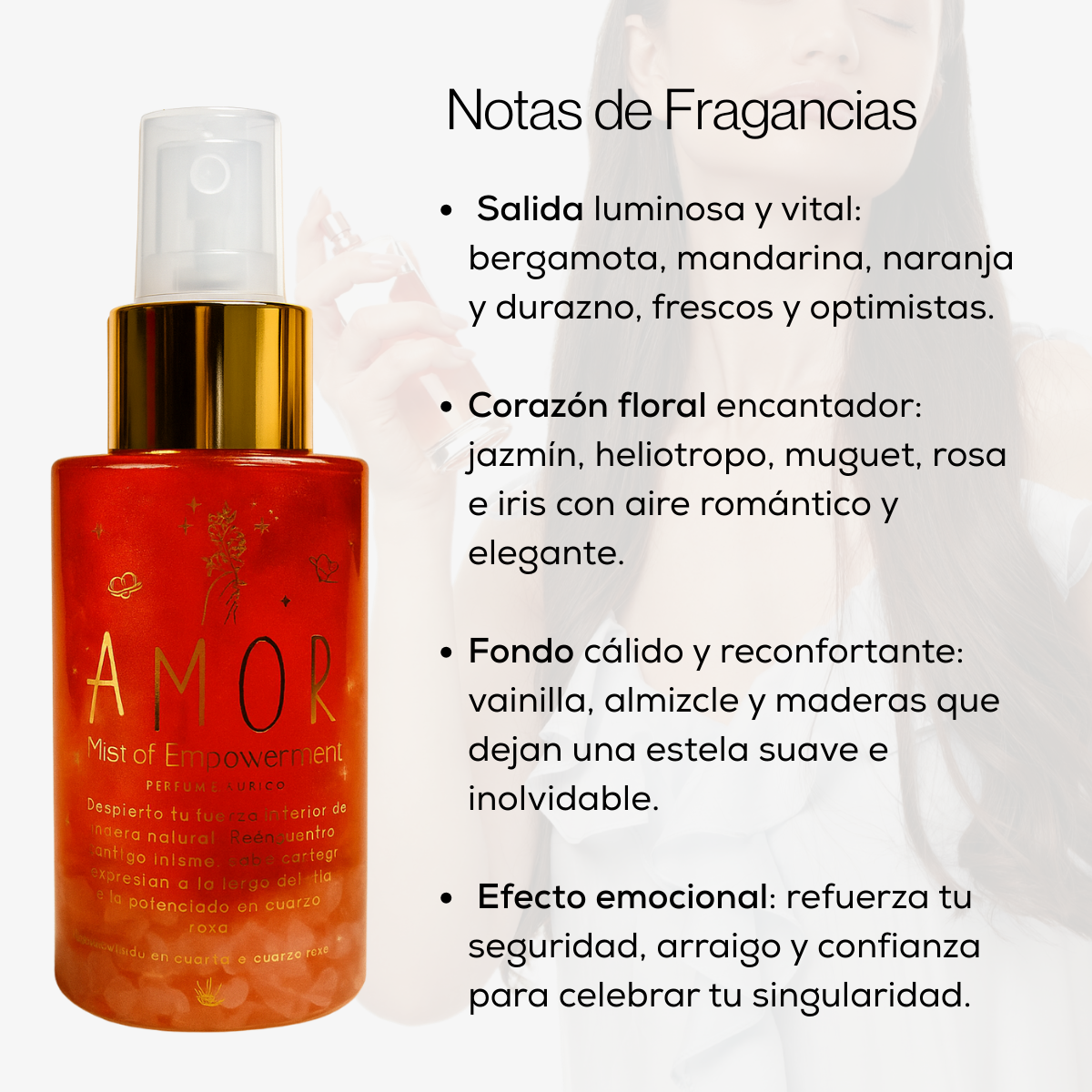 Perfume Áurico Amor Con Cuarzo Rosado y Flores de Bach - Edp - 100ml