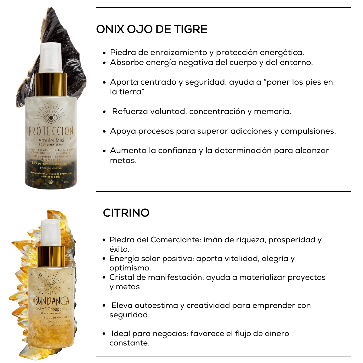 Perfumes Áuricos Con Cuarzos y Flores de Bach para la Abundancia, Protección, Amor, Energía y Calma- Edp - 100ml