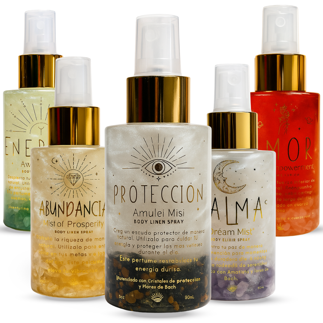 Perfumes Áuricos Con Cuarzos y Flores de Bach para la Abundancia, Protección, Amor, Energía y Calma- Edp - 100ml