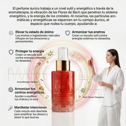 Perfume Áurico Amor Con Cuarzo Rosado y Flores de Bach - Edp - 100ml