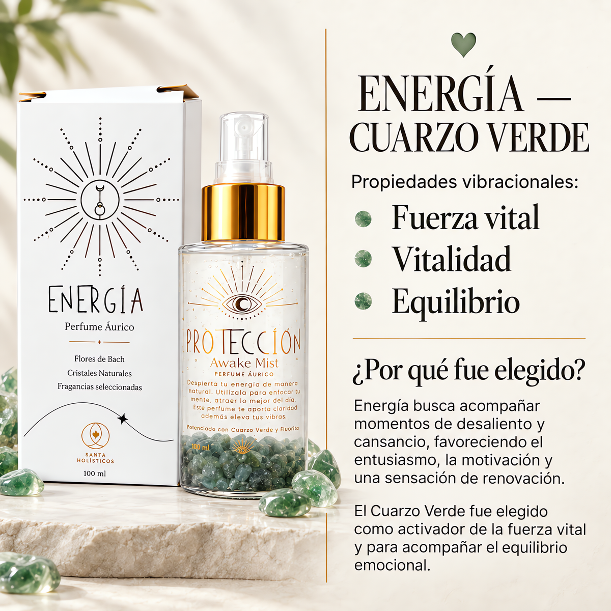 Perfumes Áuricos EDP | 100 ml con Cristales Naturales y Flores de Bach