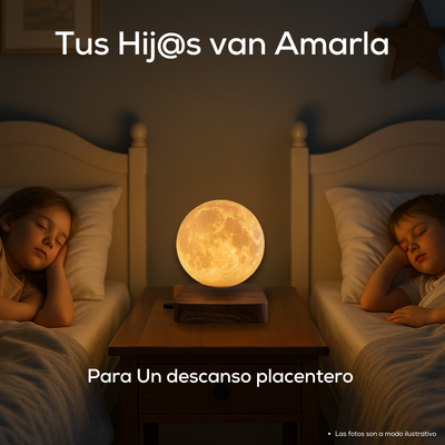 Lampara de Luna Levitando y Giratoria en el Aire Con Base de Madera de Lujo Santa Moon™