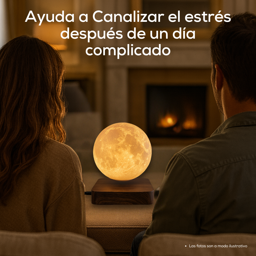 Lampara de Luna Levitando y Giratoria en el Aire Con Base de Madera de Lujo Santa Moon™