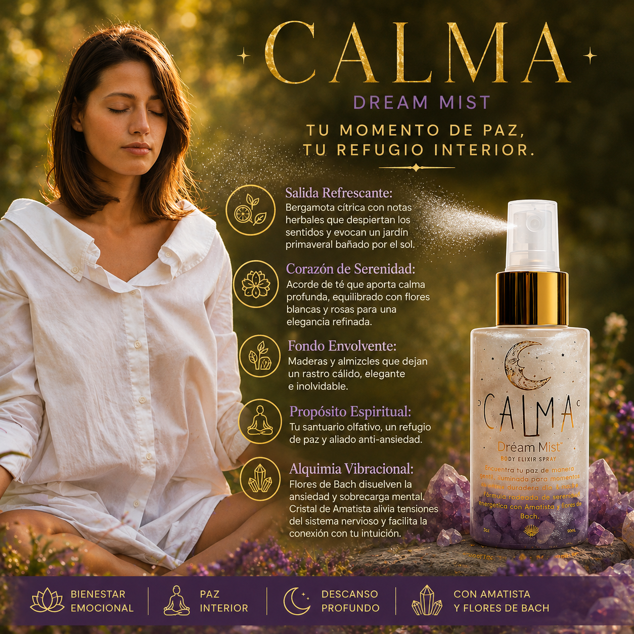 Perfumes Áuricos con Cuarzos y Flores de Bach 100ml EDP | Santa Holísticos™