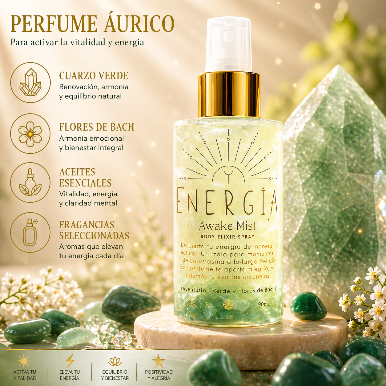 Perfumes Áuricos con Cuarzos y Flores de Bach | Santa Holísticos™