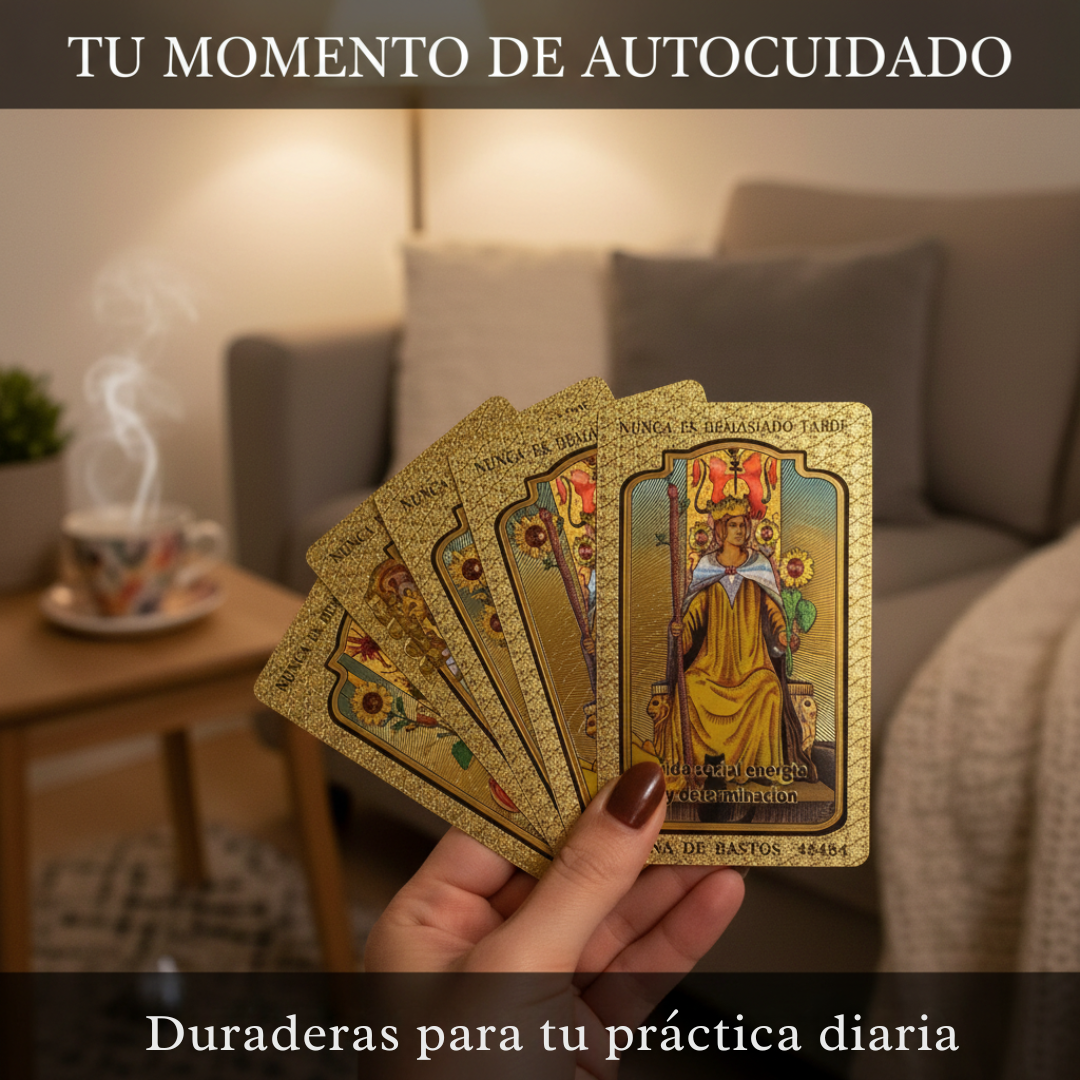 Cartas De Tarot Rider Gold de 78 Cartas PVC + Curso Digital Completo