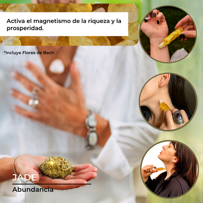 Roll On Áurico Con Piedras Cuarzos, Aceites esenciales, Flores de Bach, Aromaterapia, Gold para la Calma, Amor, Abundancia, Protección y Amor