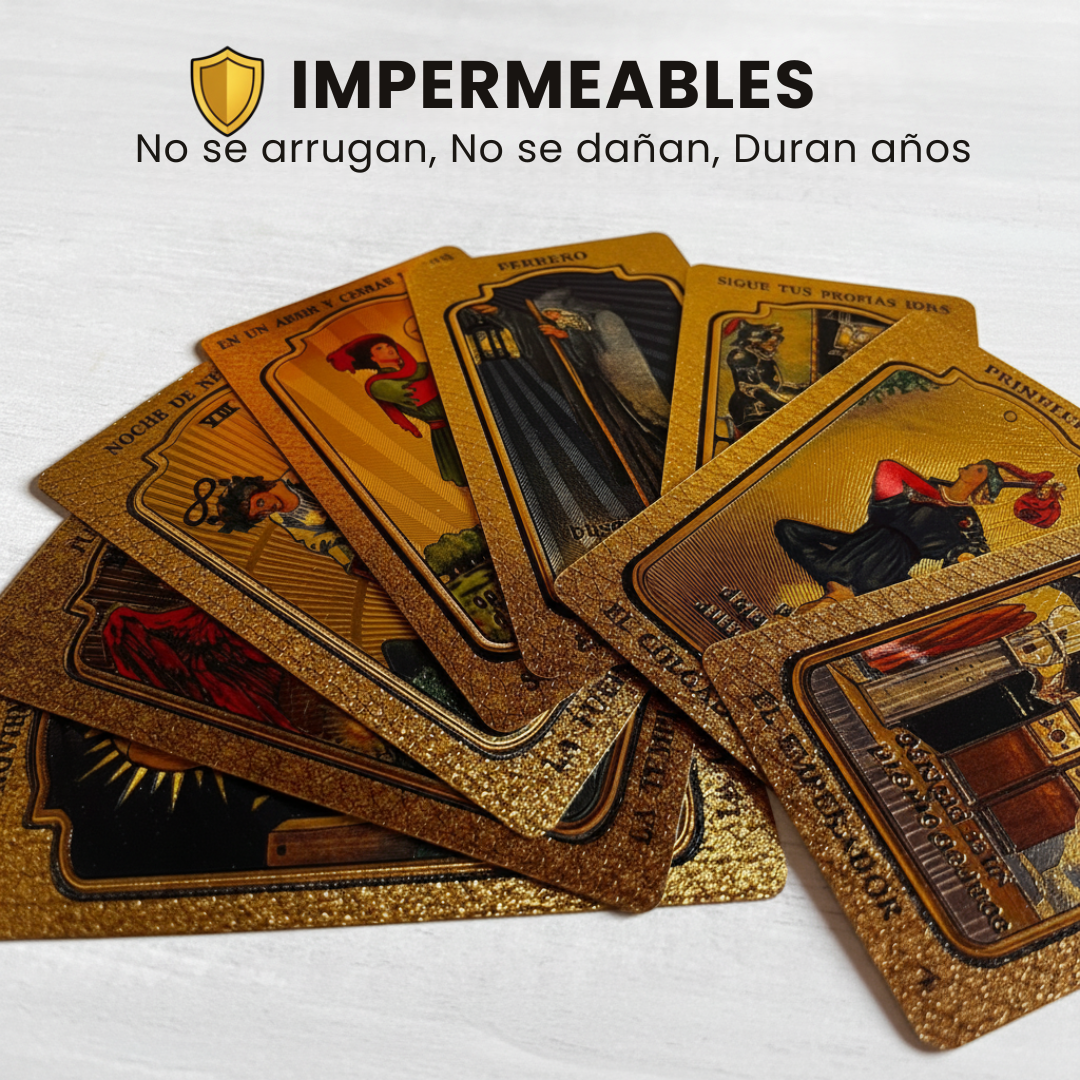 Cartas De Tarot Rider Gold de 78 Cartas PVC + Curso Digital Completo