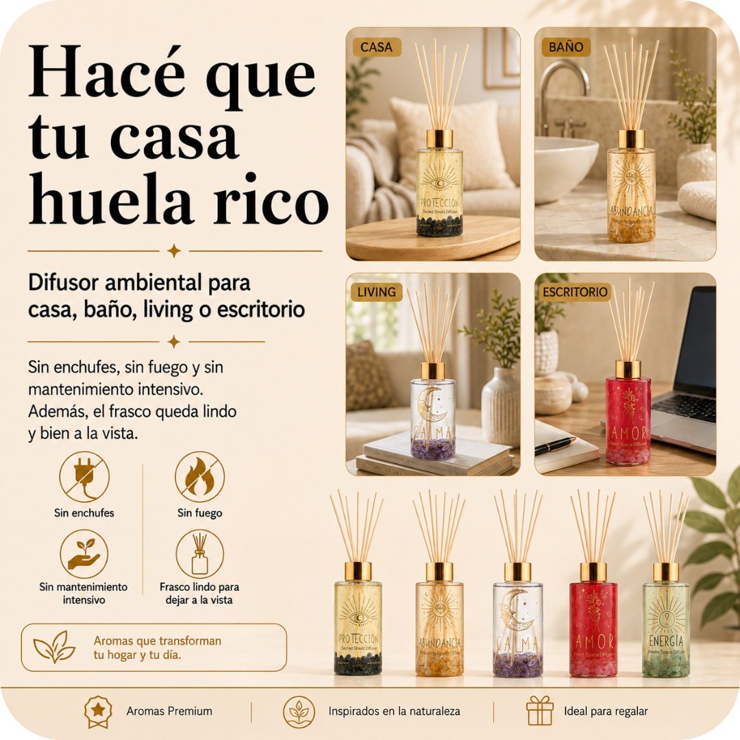 Difusor Aromático De Varillas Terapéutico Con Flores de Bach y Cuarzos