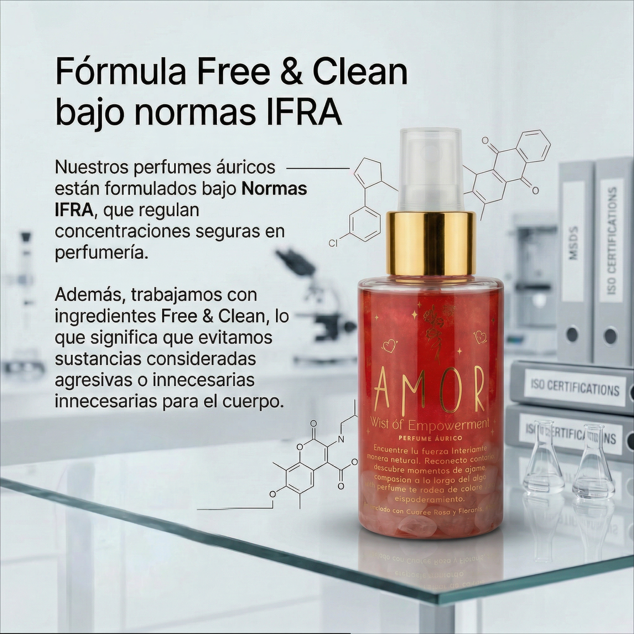 Perfume Áurico Amor Con Cuarzo Rosado y Flores de Bach - Edp - 100ml