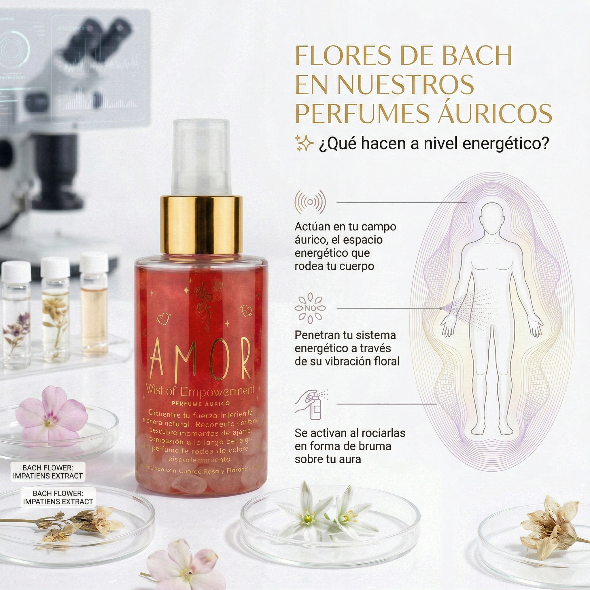 Perfume Áurico Amor Con Cuarzo Rosado y Flores de Bach - Edp - 100ml