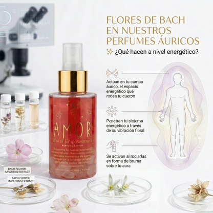 Perfume Áurico Amor Con Cuarzo Rosado y Flores de Bach - Edp - 100ml
