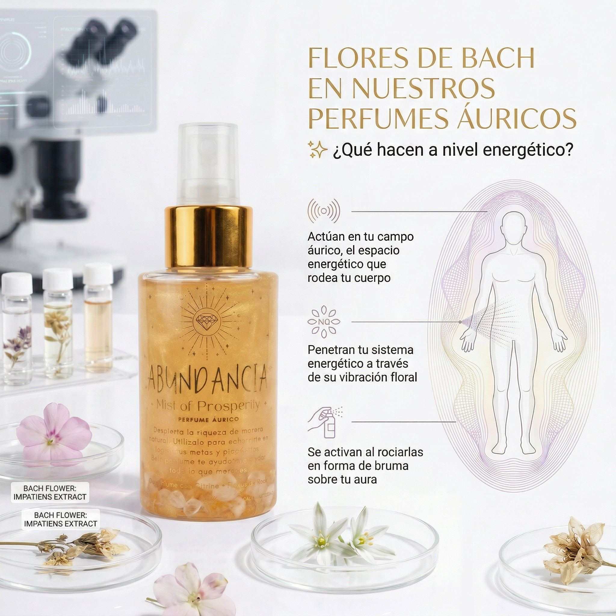 Perfumes Áuricos con Cuarzos y Flores de Bach | Santa Holísticos™