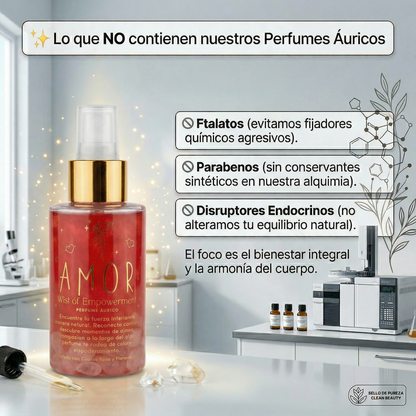 Perfume Áurico Amor Con Cuarzo Rosado y Flores de Bach - Edp - 100ml