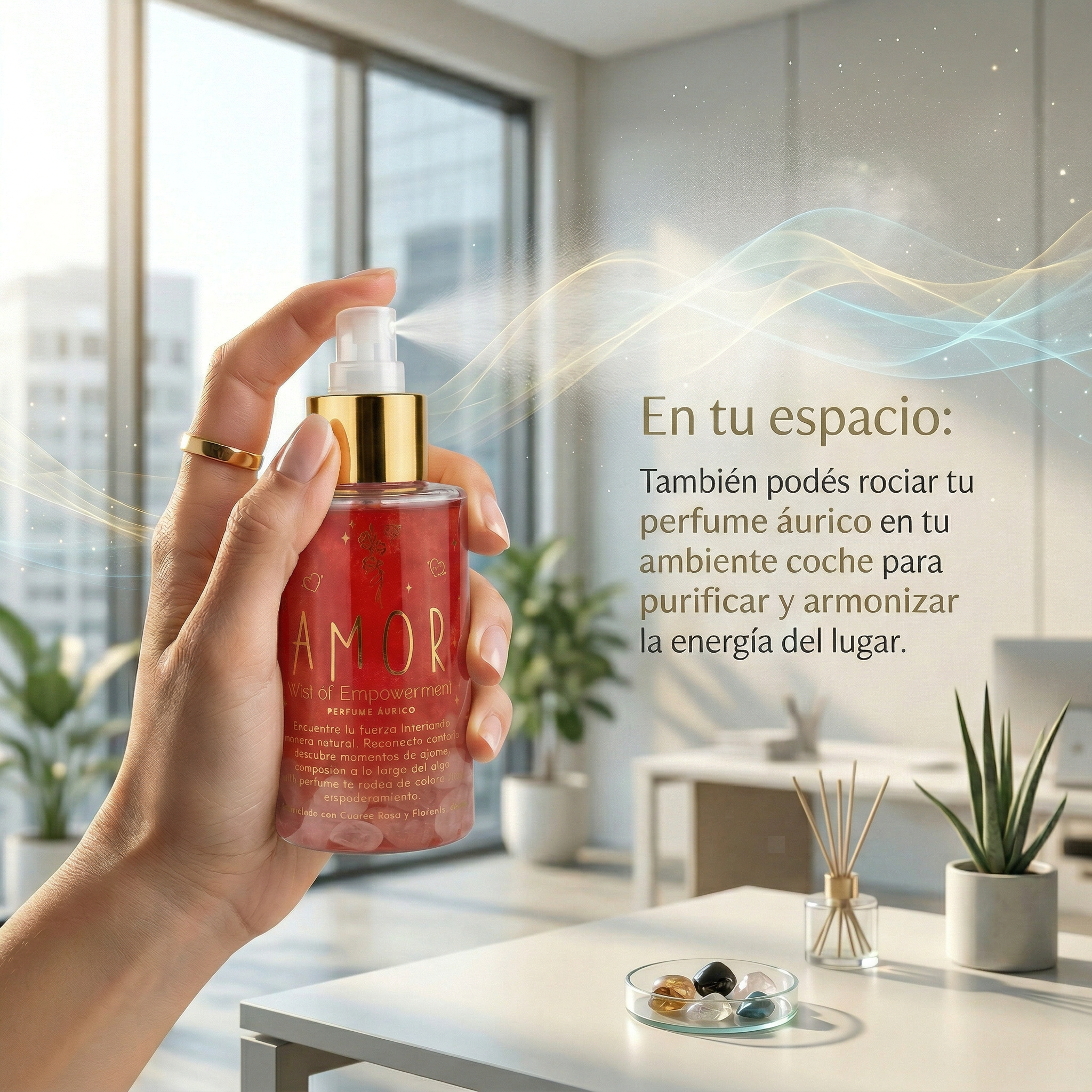 Perfume Áurico Amor Con Cuarzo Rosado y Flores de Bach - Edp - 100ml