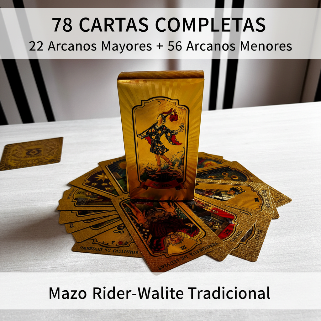 Cartas De Tarot Rider Gold de 78 Cartas PVC + Curso Digital Completo