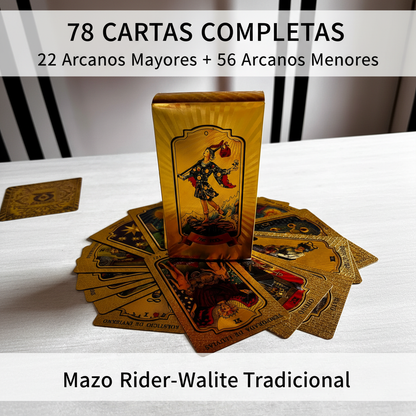 Cartas De Tarot Rider Gold de 78 Cartas PVC + Curso Digital Completo