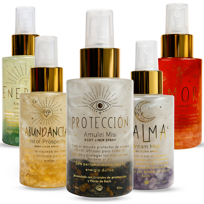 Perfumes Áuricos Con Cuarzos y Flores de Bach para la Abundancia, Protección, Amor, Energía y Calma- Edp - 100ml