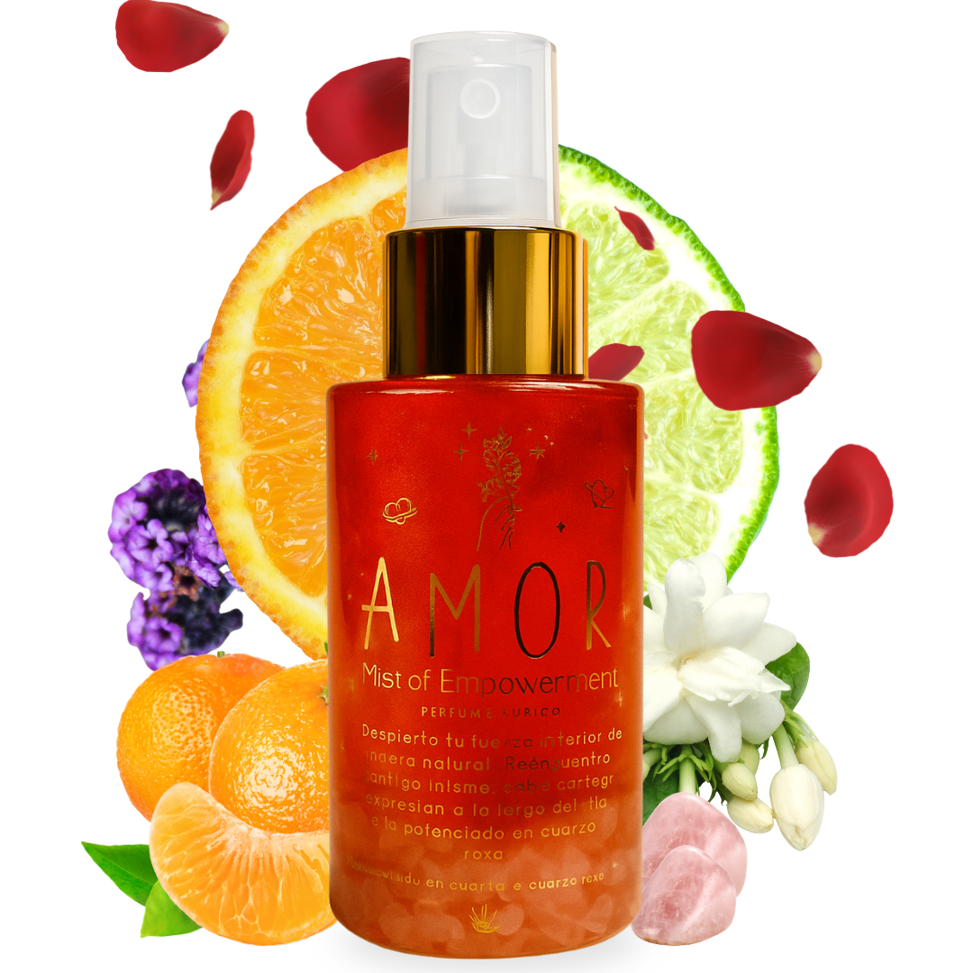Perfume Áurico Amor Con Cuarzo Rosado y Flores de Bach - Edp - 100ml